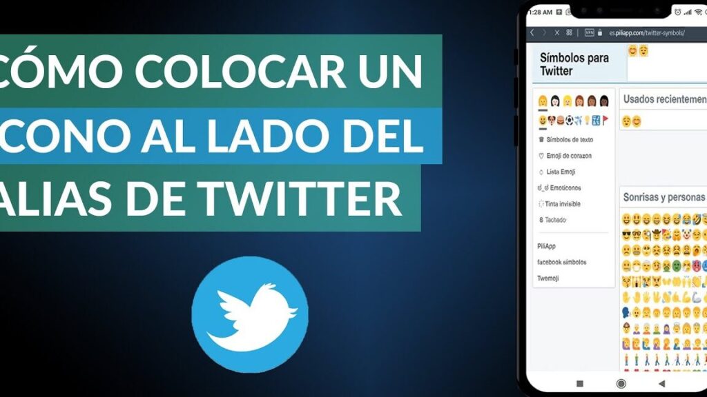 como colocar un icono o simbolo al lado de mi alias de twitter