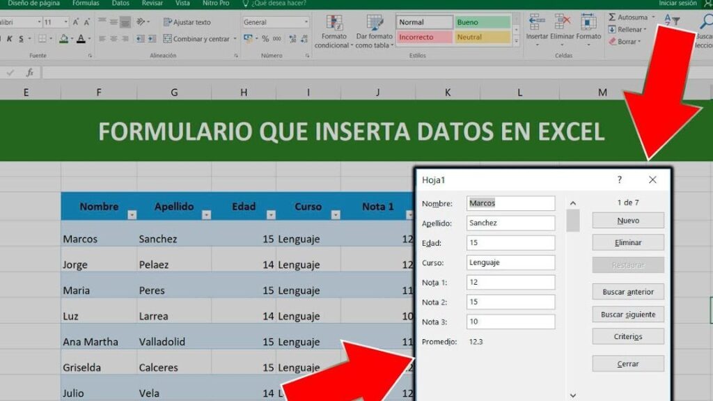 como crear un formulario en excel para introducir datos